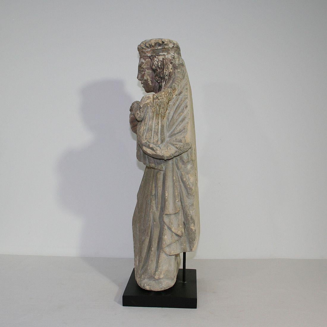 French Medieval Carved Stone Madonna 3