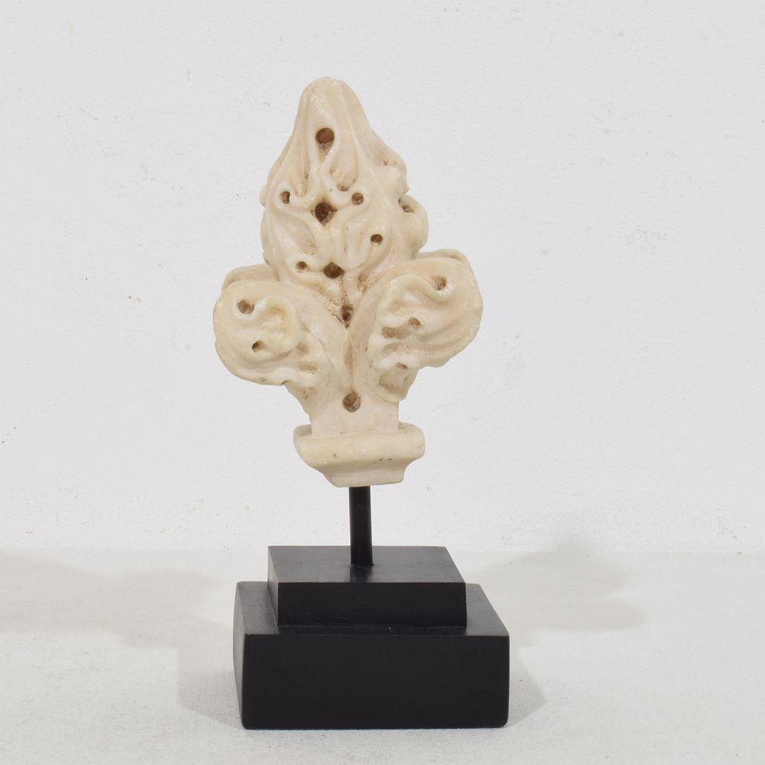 Hand-Carved French Medieval Gothic Carved Alabaster Architectural Fragment/ Finial