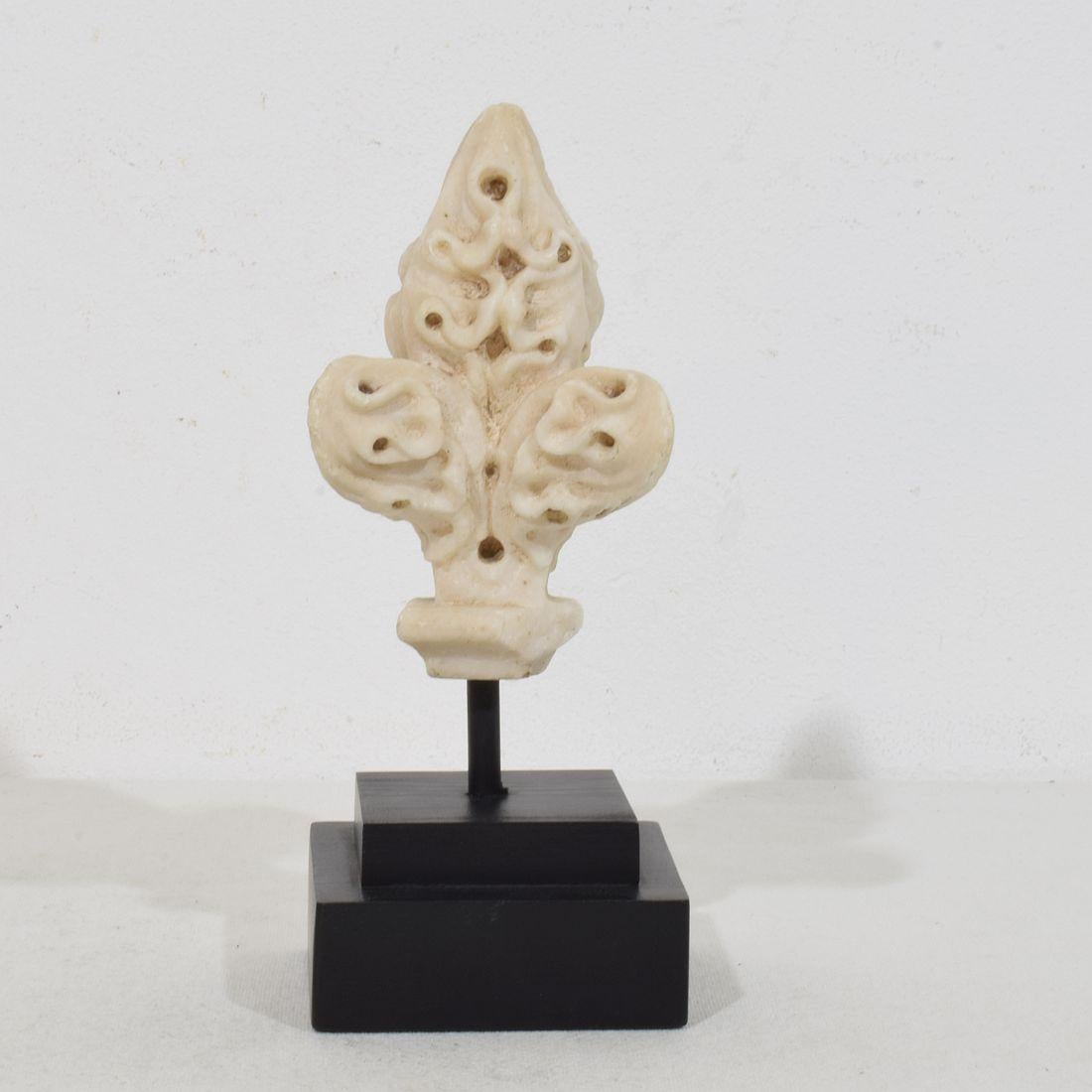 18th Century and Earlier French Medieval Gothic Carved Alabaster Architectural Fragment/ Finial