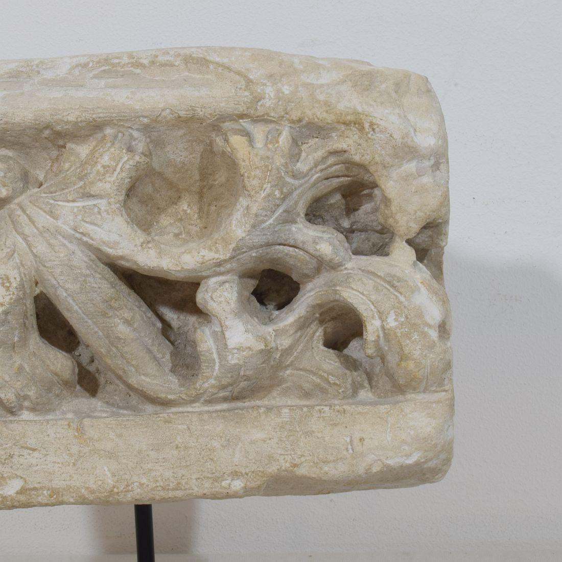 French Medieval Gothic Carved Stone Architectural Fragment 6