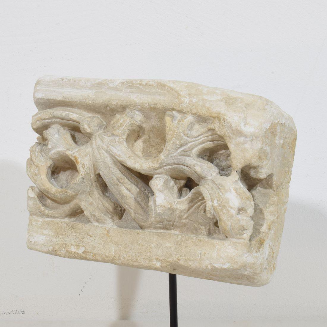 French Medieval Gothic Carved Stone Architectural Fragment 3