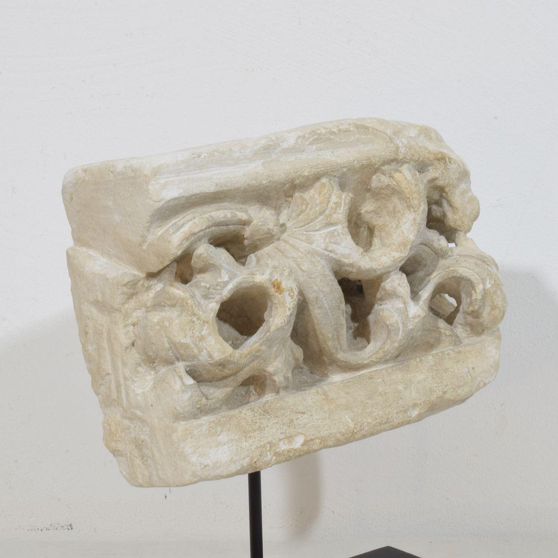 French Medieval Gothic Carved Stone Architectural Fragment 4