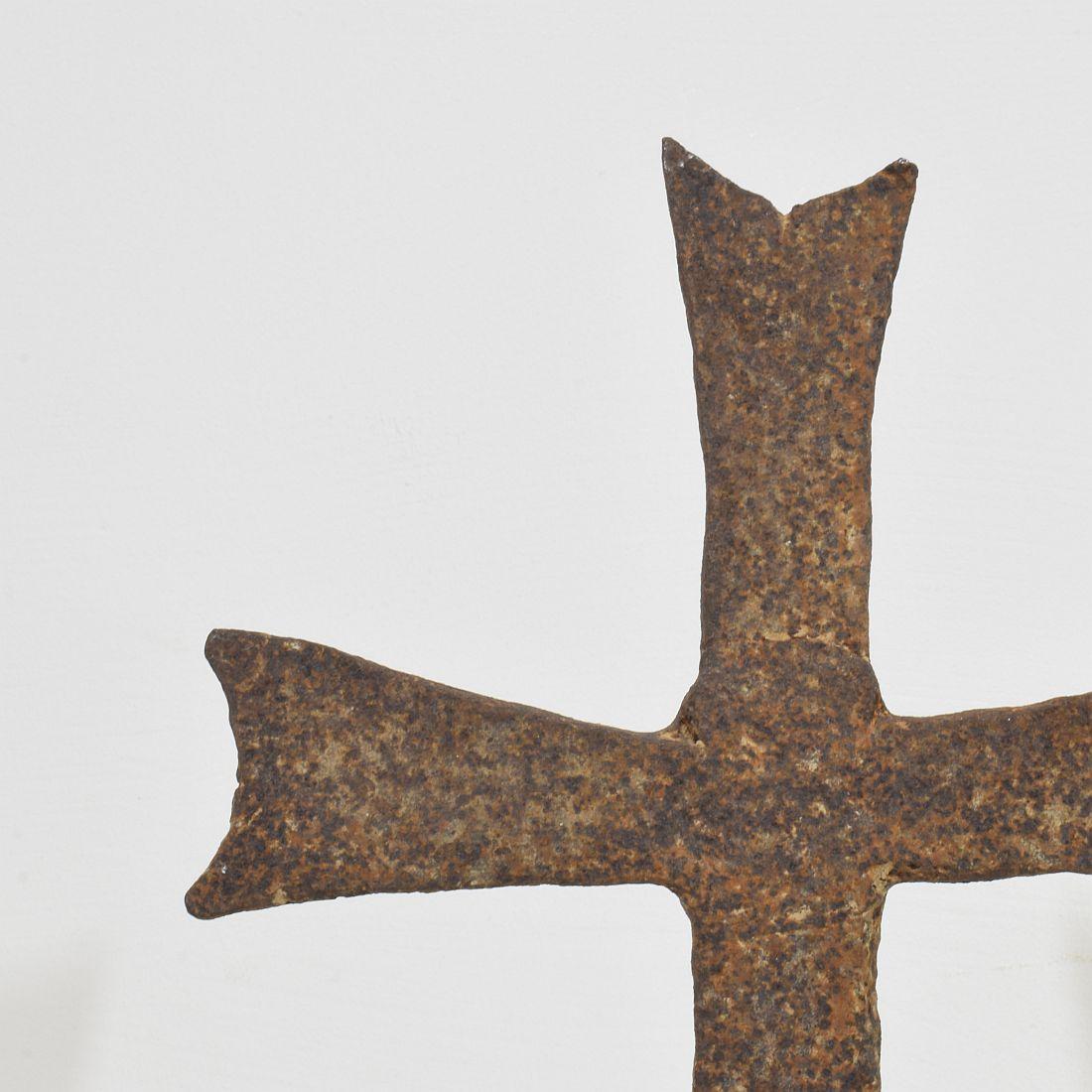 French Medieval Gothic Hand Forged Iron Village Cross 6