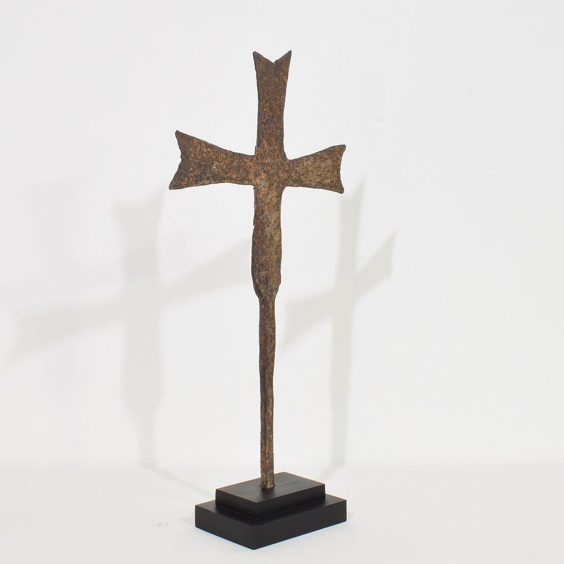 French Medieval Gothic Hand Forged Iron Village Cross 2