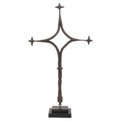 French Medieval Gothic Hand Forged Iron Village Cross