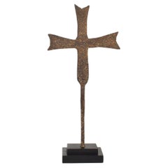 Französisches, handgeschmiedetes Dorfkreuz aus Eisen, mittelalterliche Gotik