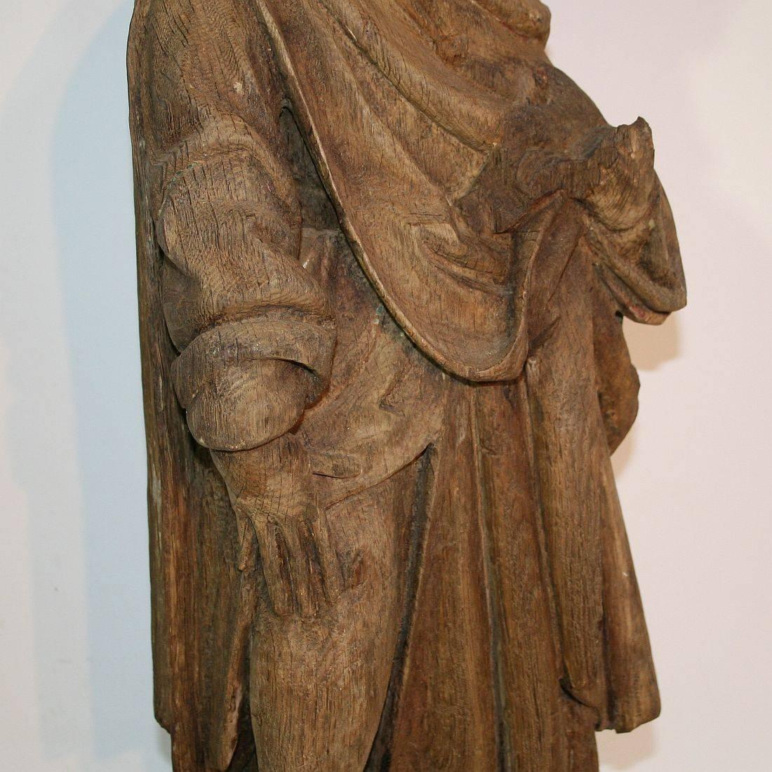 French Medieval Gothic Oak Statue of Saint Roch 5