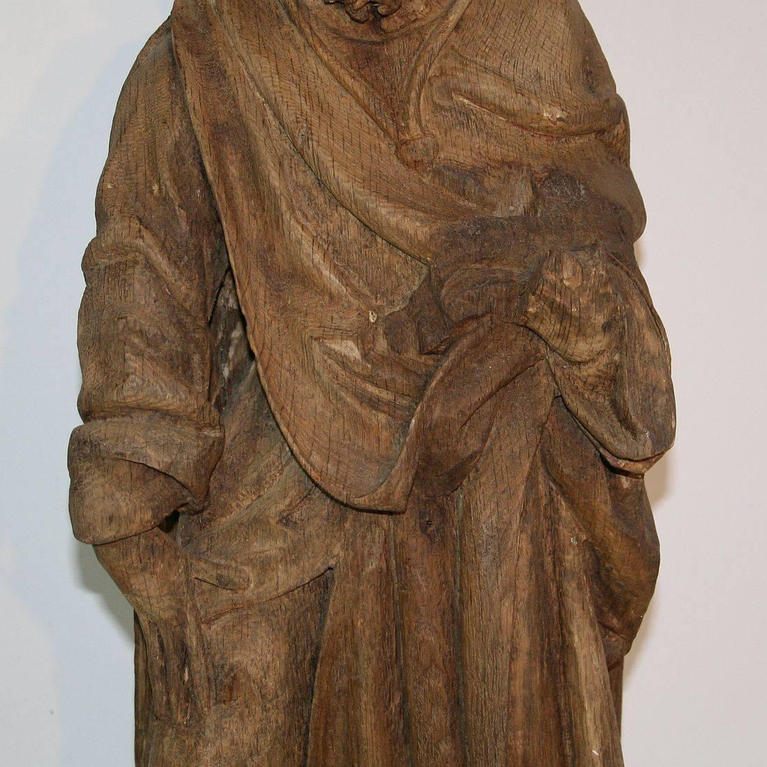 French Medieval Gothic Oak Statue of Saint Roch 6