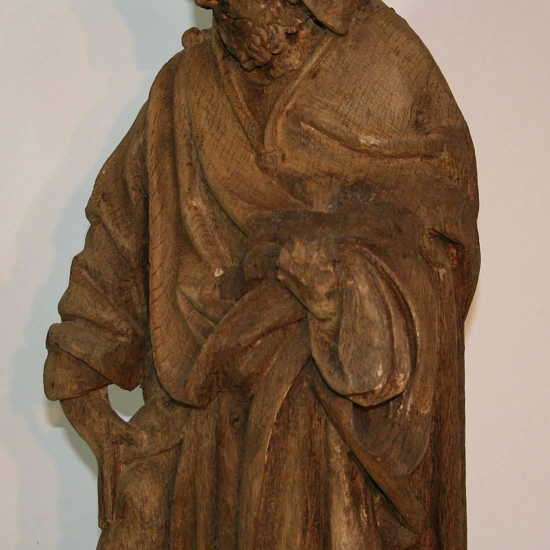 French Medieval Gothic Oak Statue of Saint Roch 7