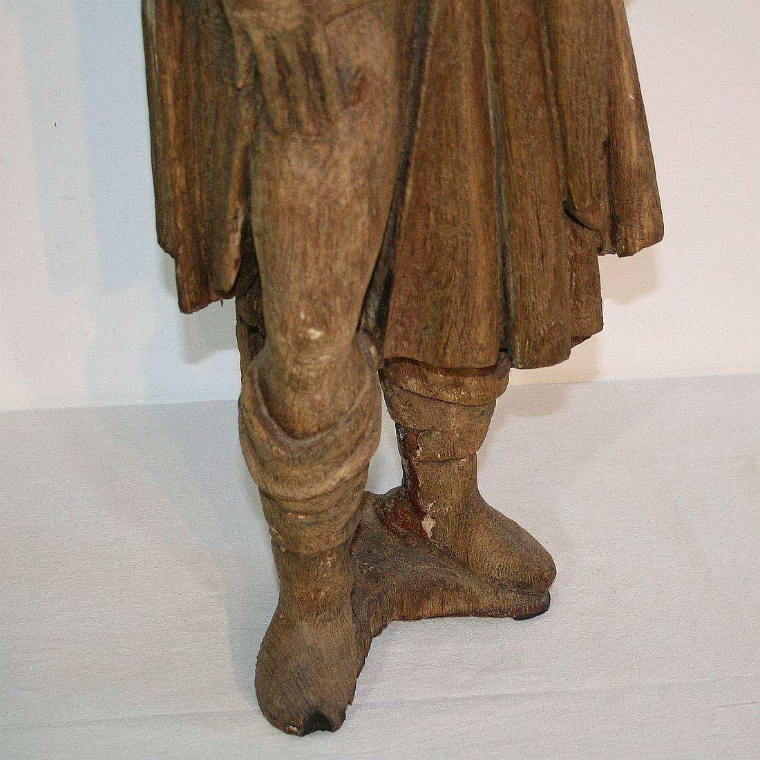 French Medieval Gothic Oak Statue of Saint Roch 8