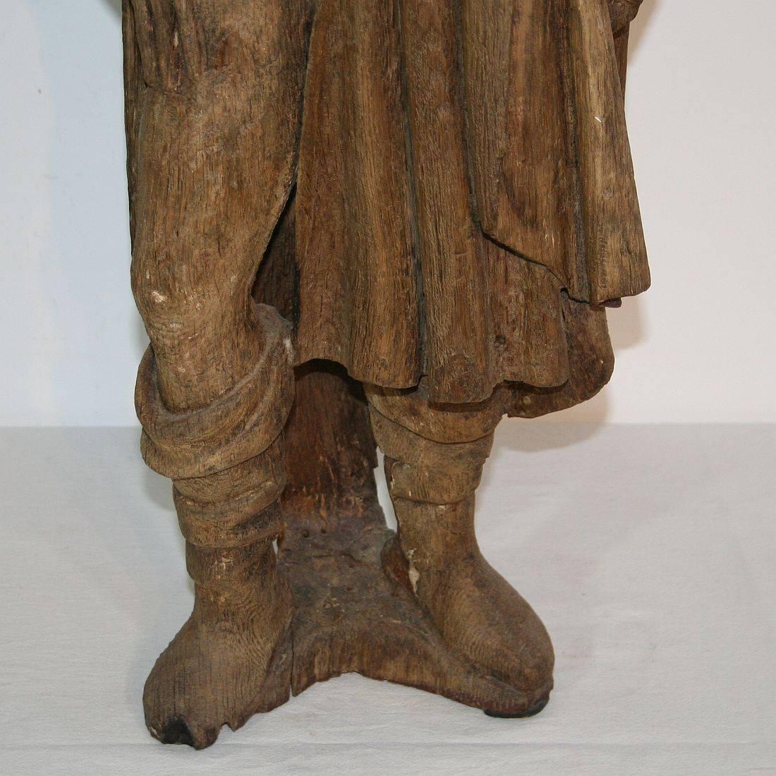 French Medieval Gothic Oak Statue of Saint Roch 9