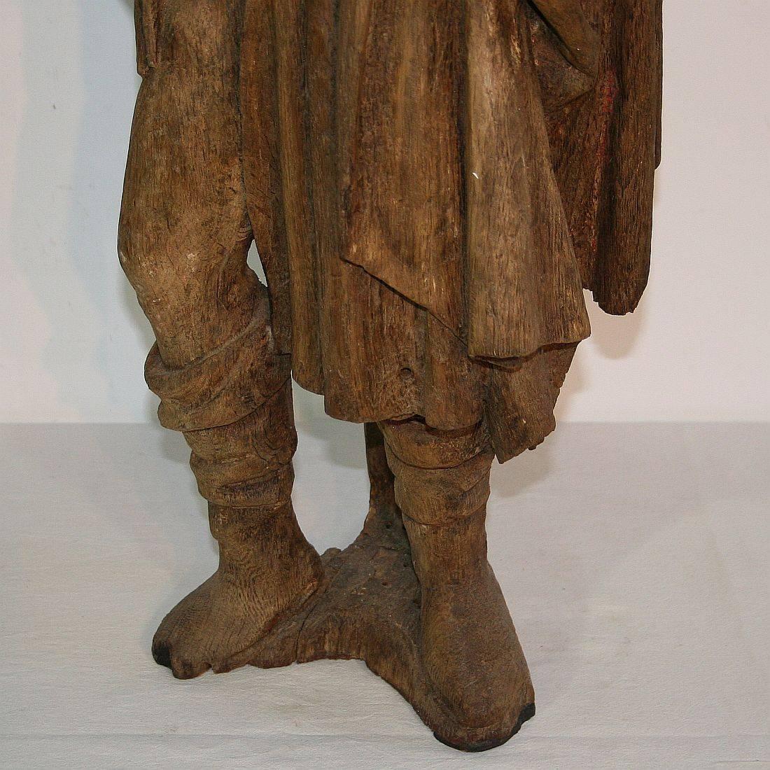 French Medieval Gothic Oak Statue of Saint Roch 10