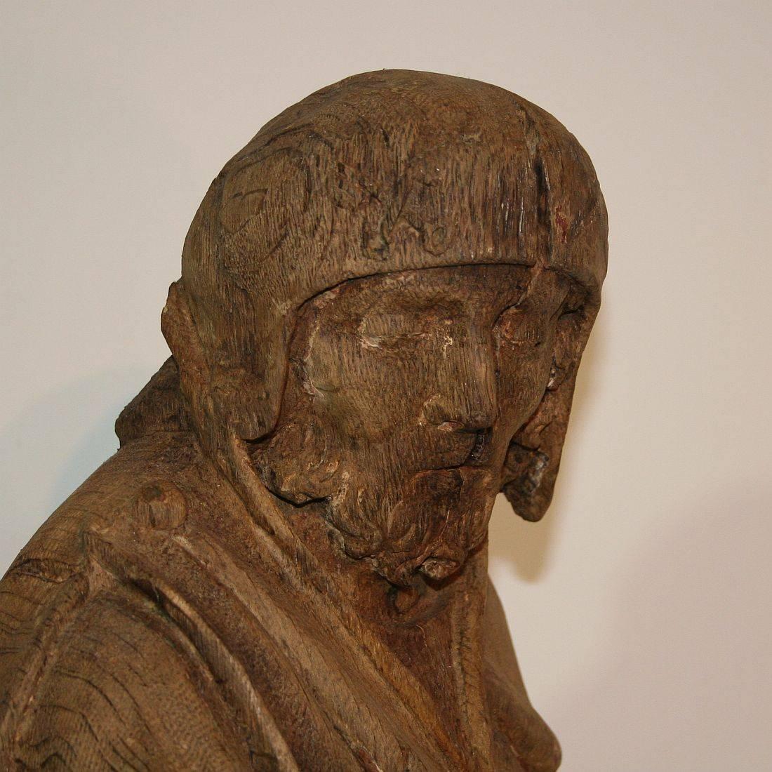 French Medieval Gothic Oak Statue of Saint Roch 11