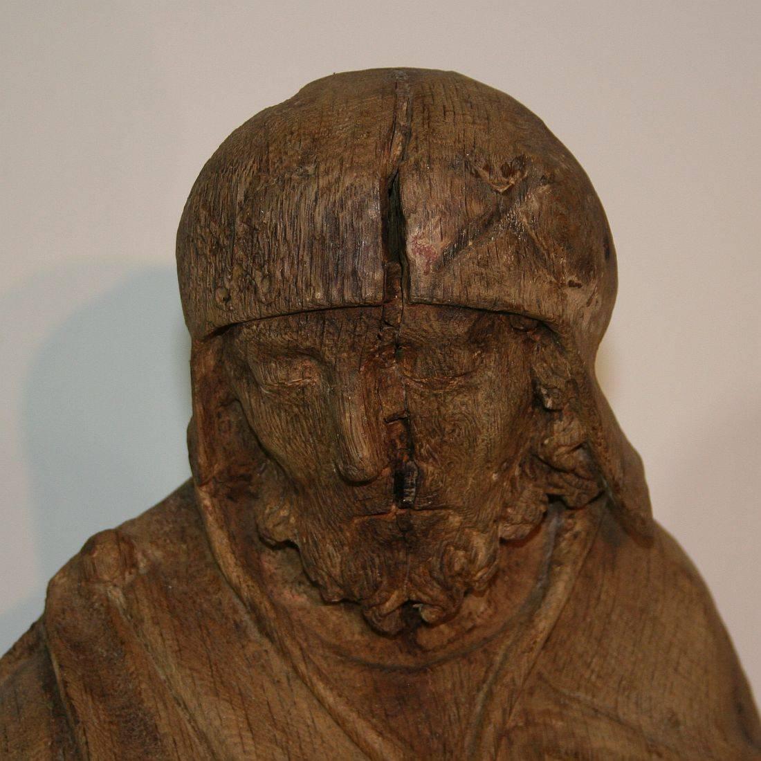 French Medieval Gothic Oak Statue of Saint Roch 12