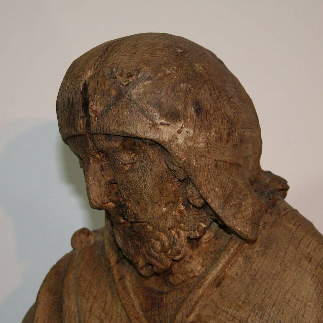 French Medieval Gothic Oak Statue of Saint Roch 13