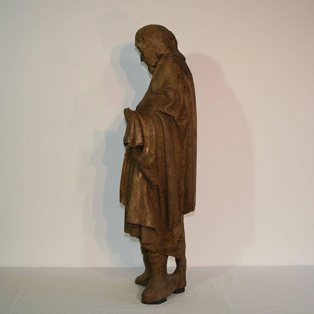 French Medieval Gothic Oak Statue of Saint Roch In Fair Condition In Buisson, FR