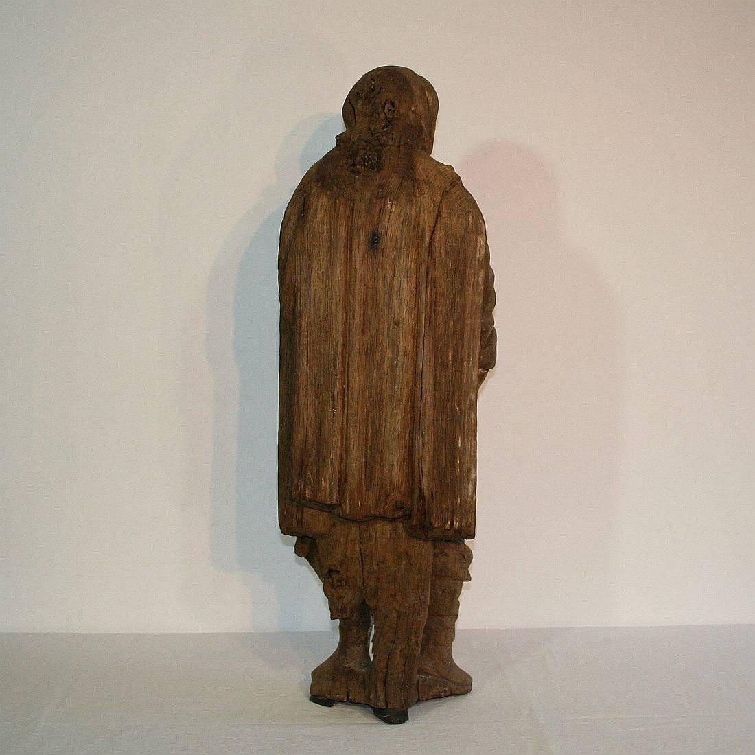 18th Century and Earlier French Medieval Gothic Oak Statue of Saint Roch
