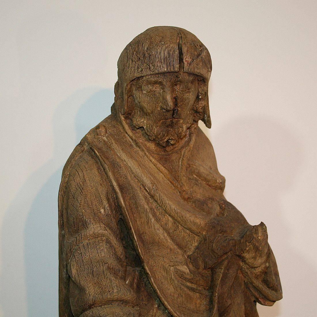 French Medieval Gothic Oak Statue of Saint Roch 2
