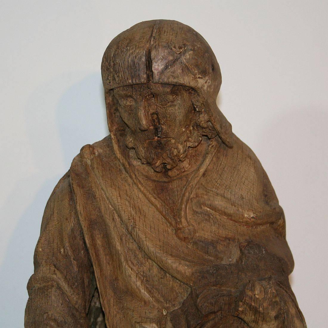 French Medieval Gothic Oak Statue of Saint Roch 3