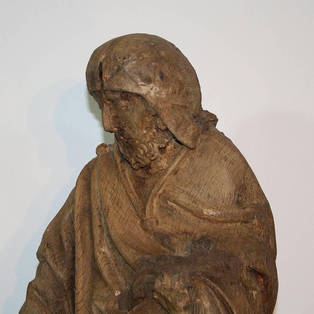 French Medieval Gothic Oak Statue of Saint Roch 4