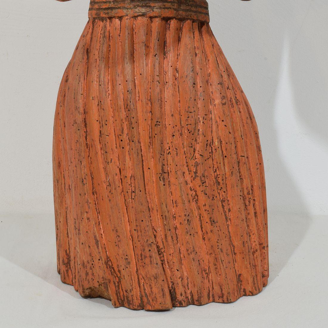 French Medieval Painted Wooden Madonna For Sale 9