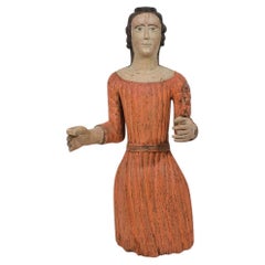 French Medieval Painted Wooden Madonna