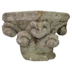 French Medieval Romanesque Carved Stone Capital