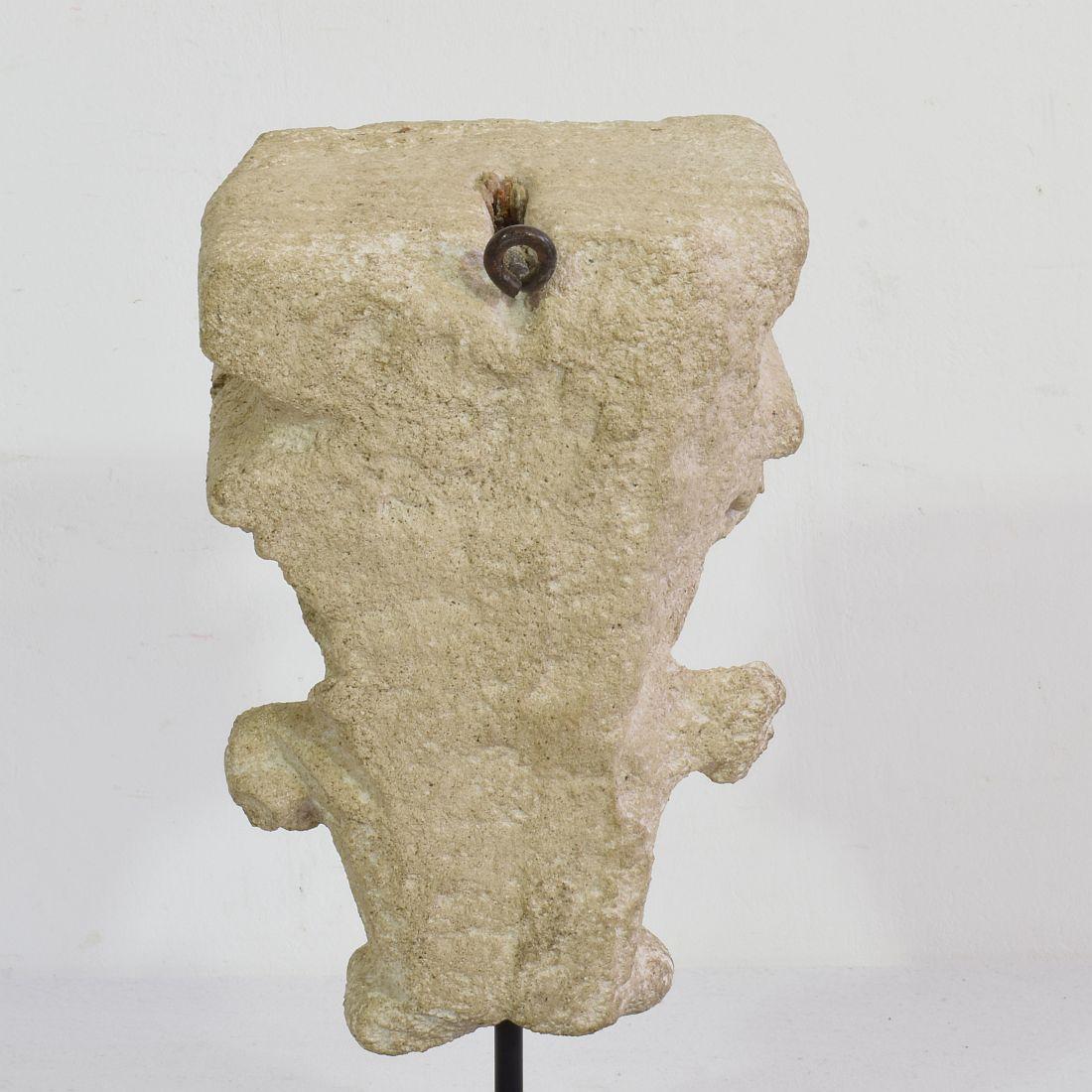 French Medieval Romanesque Carved Stone Capital Fragment 6