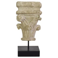 French Medieval Romanesque Carved Stone Capital Fragment