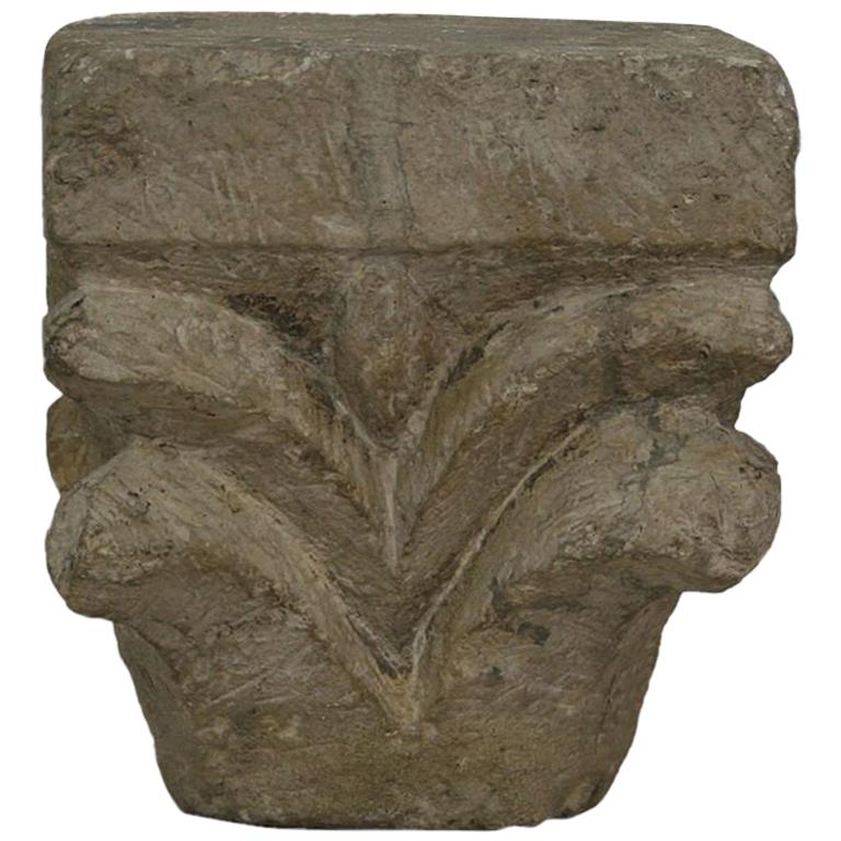 French Medieval Romanesque Limestone Capital