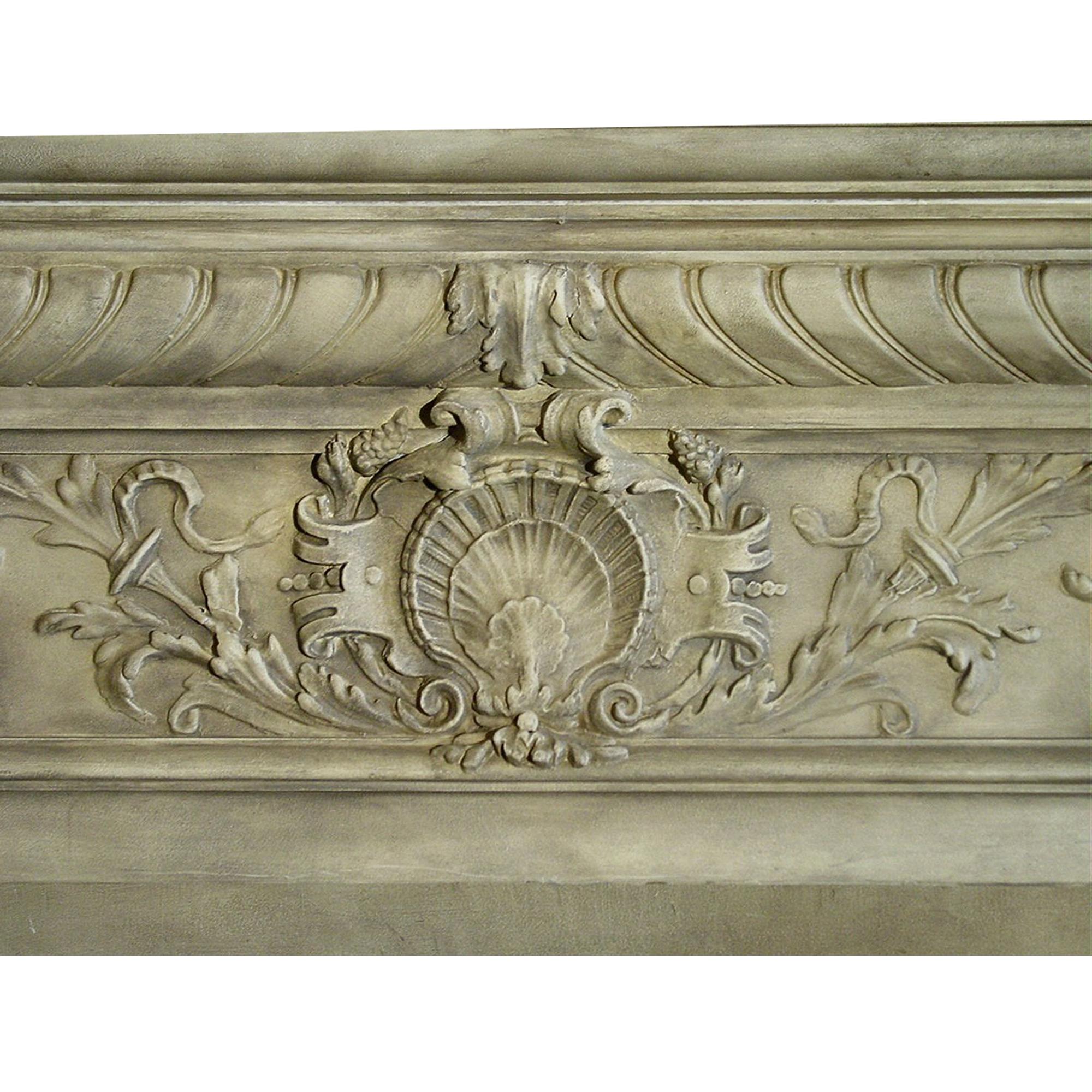French Medieval Style Wooden Mantel Painted in Faux Limestone For Sale ...