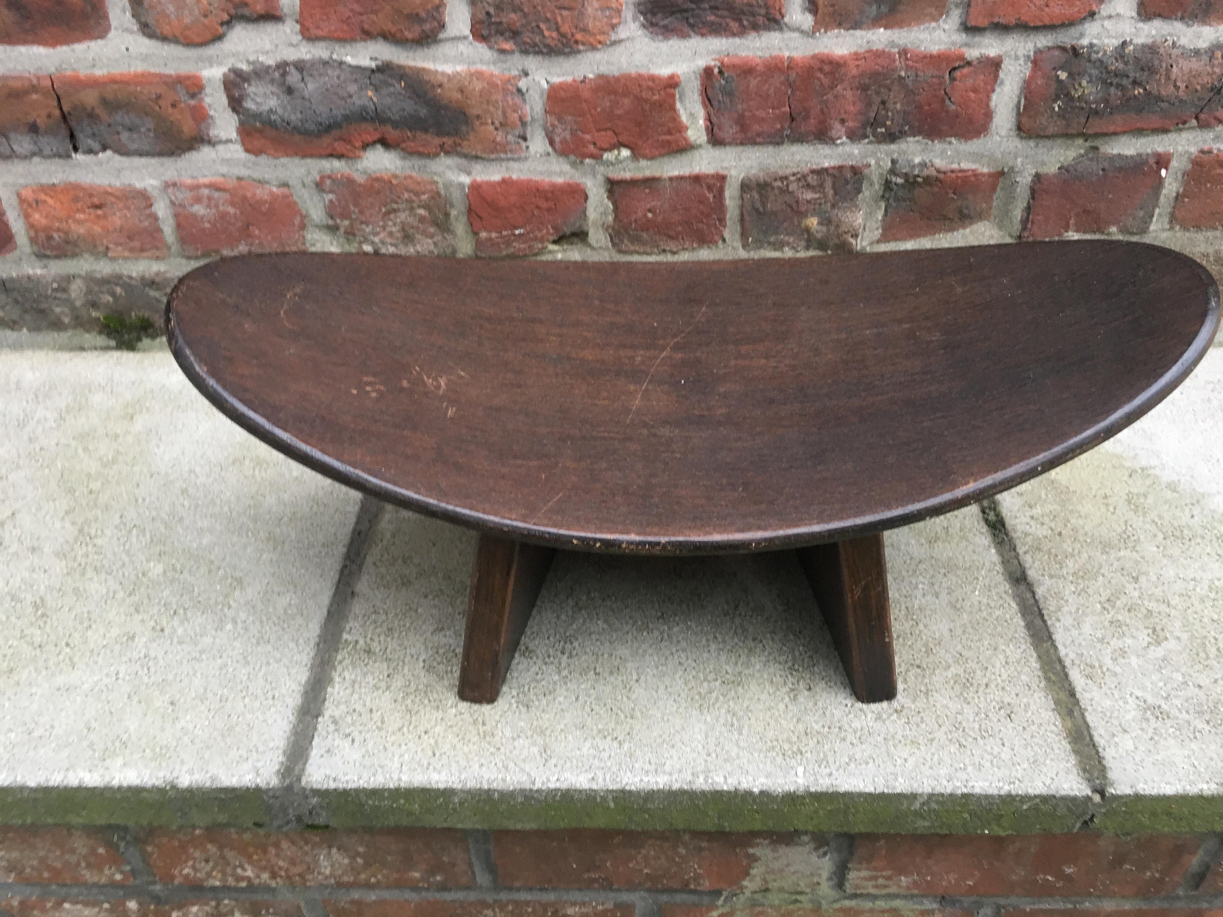 French Meditation Wood Shoggi Stool by Alain Gaubert, Beechwood, 1980s In Good Condition In Saint-Ouen, FR