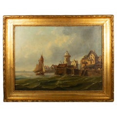 Porto mediterraneo francese, inizio XIX secolo, olio su tela
