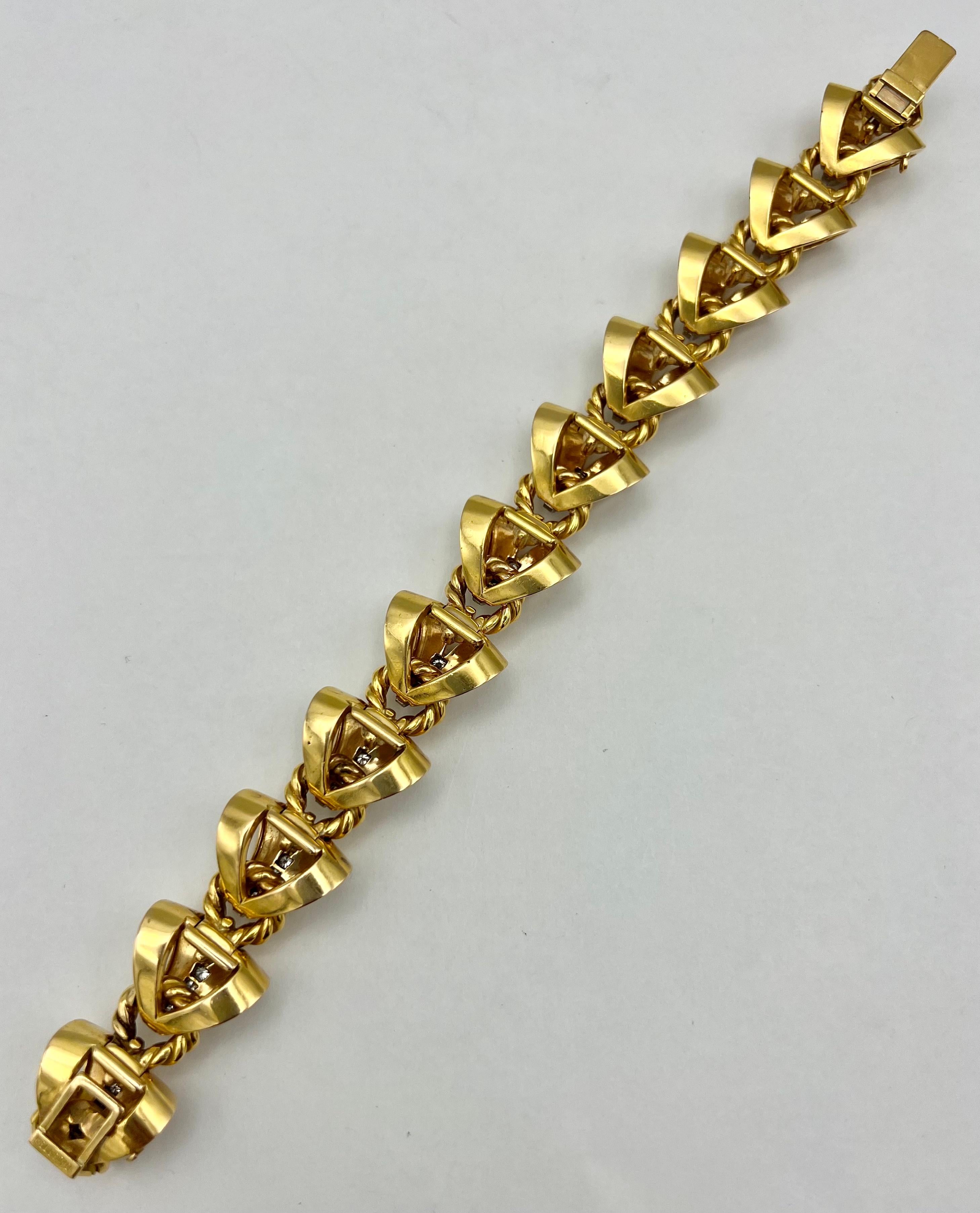 - The bracelet is made out of 18K yellow and white gold
- Featuring 1.32 carats of round brilliant cut diamonds 
- Box clasp closure 

Hallmarks: Mellerio &  French marks
Total weight is 100.3 grams
Measurements: 7 inches long and 11/16” wide