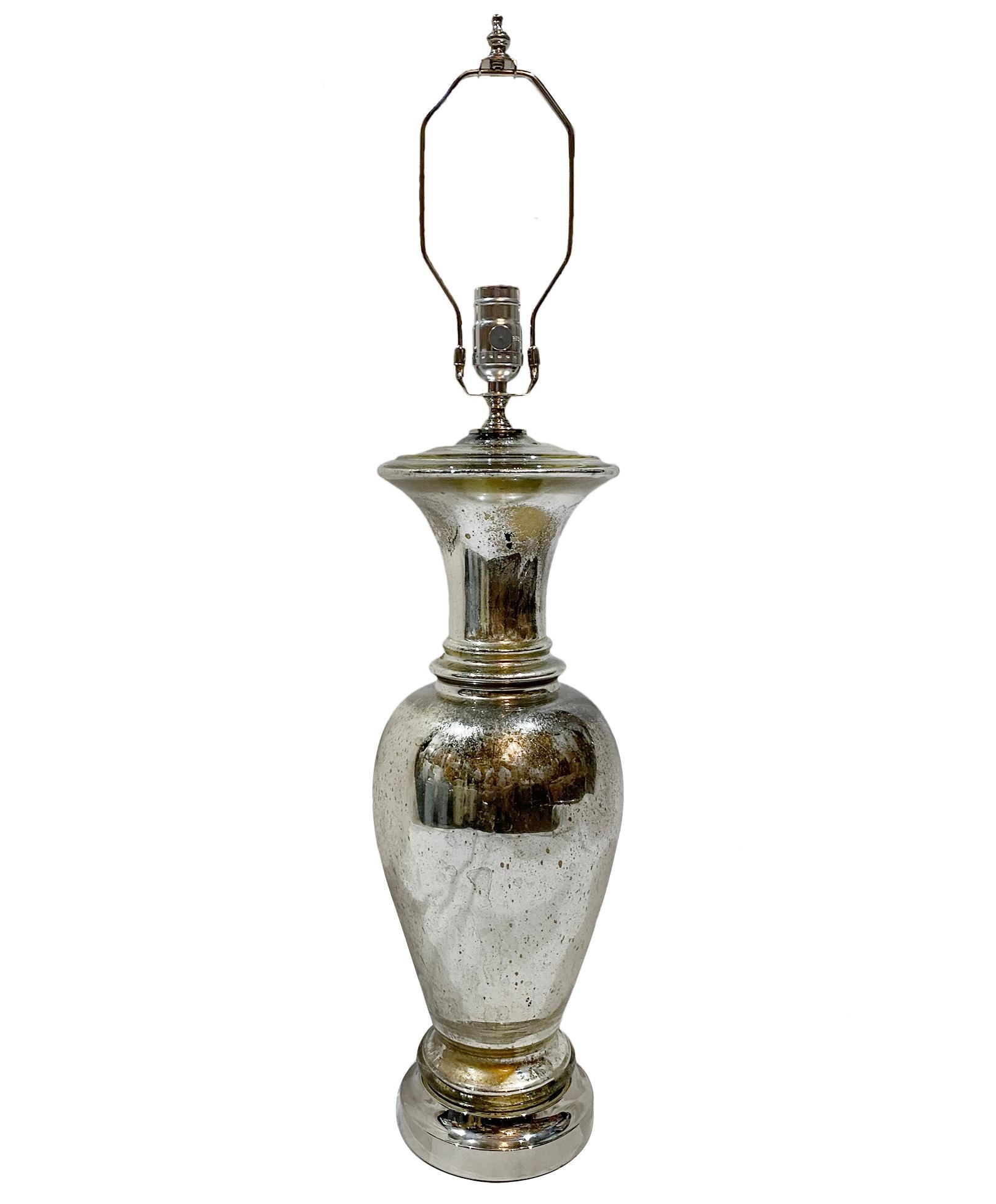 French Mercury Glass Table Lamp In Good Condition For Sale In New York, NY