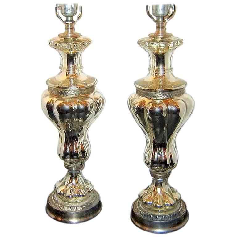 Early 20th Century French Mercury Glass Table Lamps For Sale