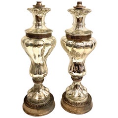 Antique French Mercury Glass Table Lamps