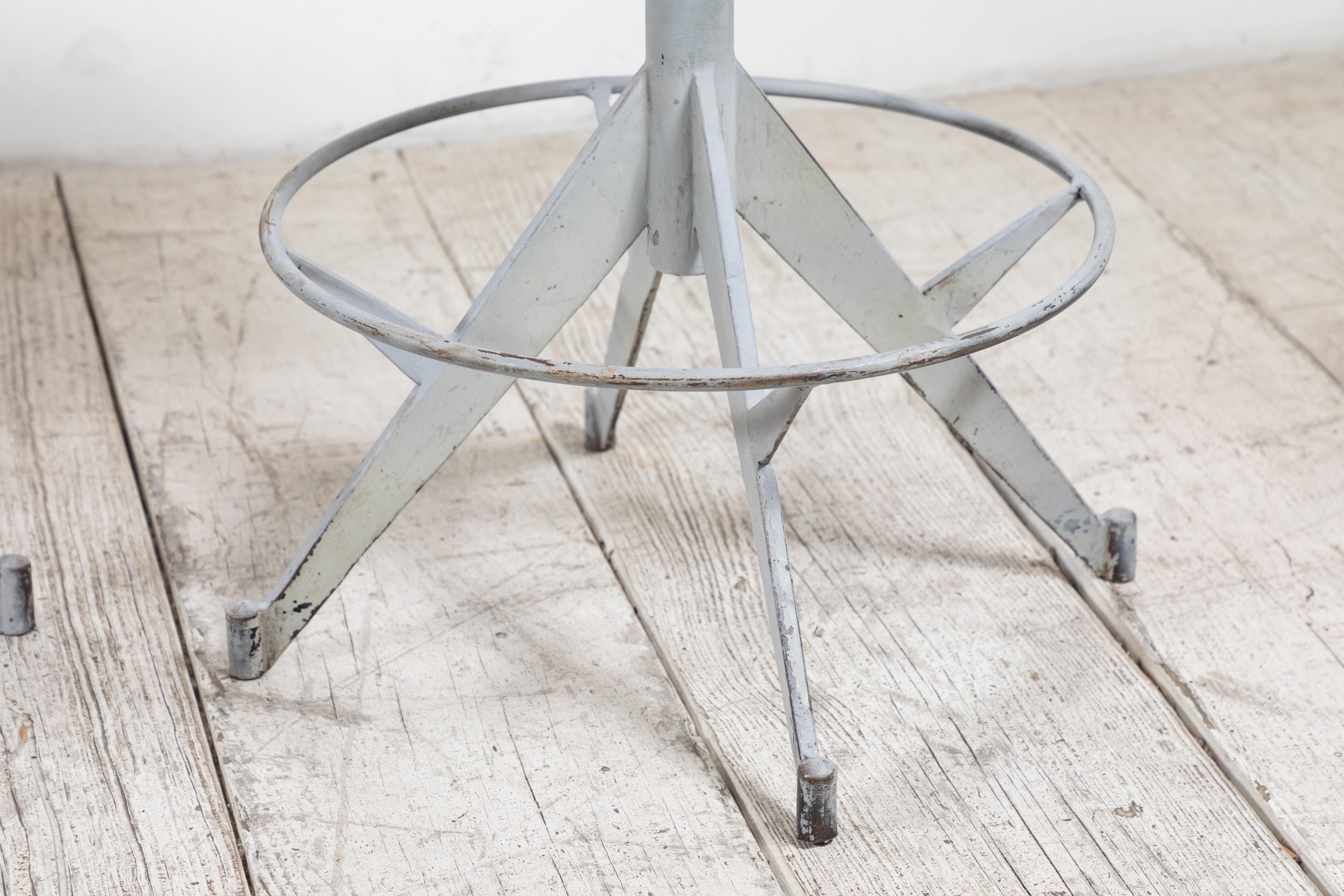 French Metal and Wood Industrial Swivel Stool 6