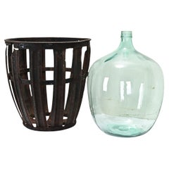 French Metal Basket & Wine Keg