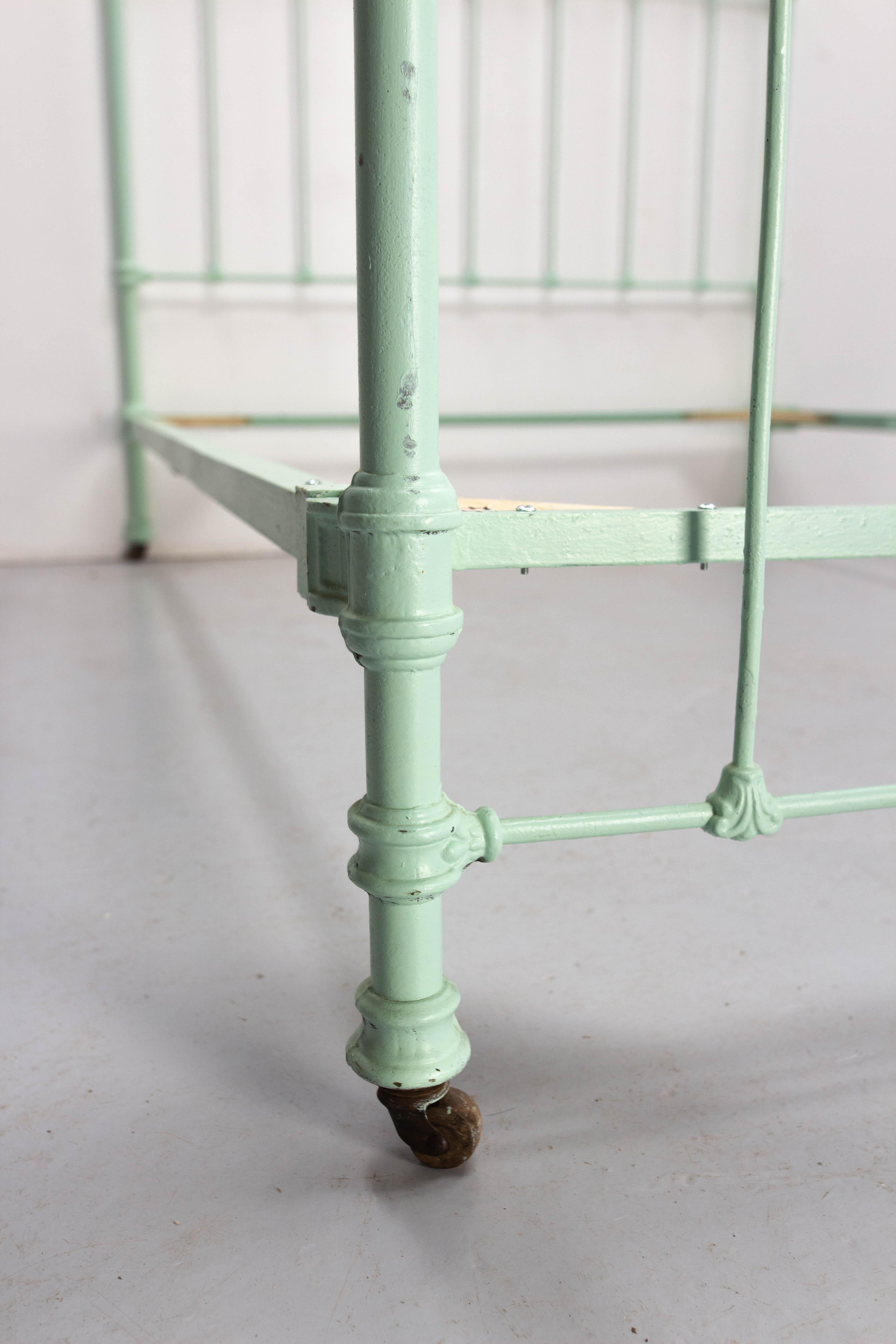 20th Century French Metal & Brass Bed Full Size or Double Bed, circa 1900 For Sale