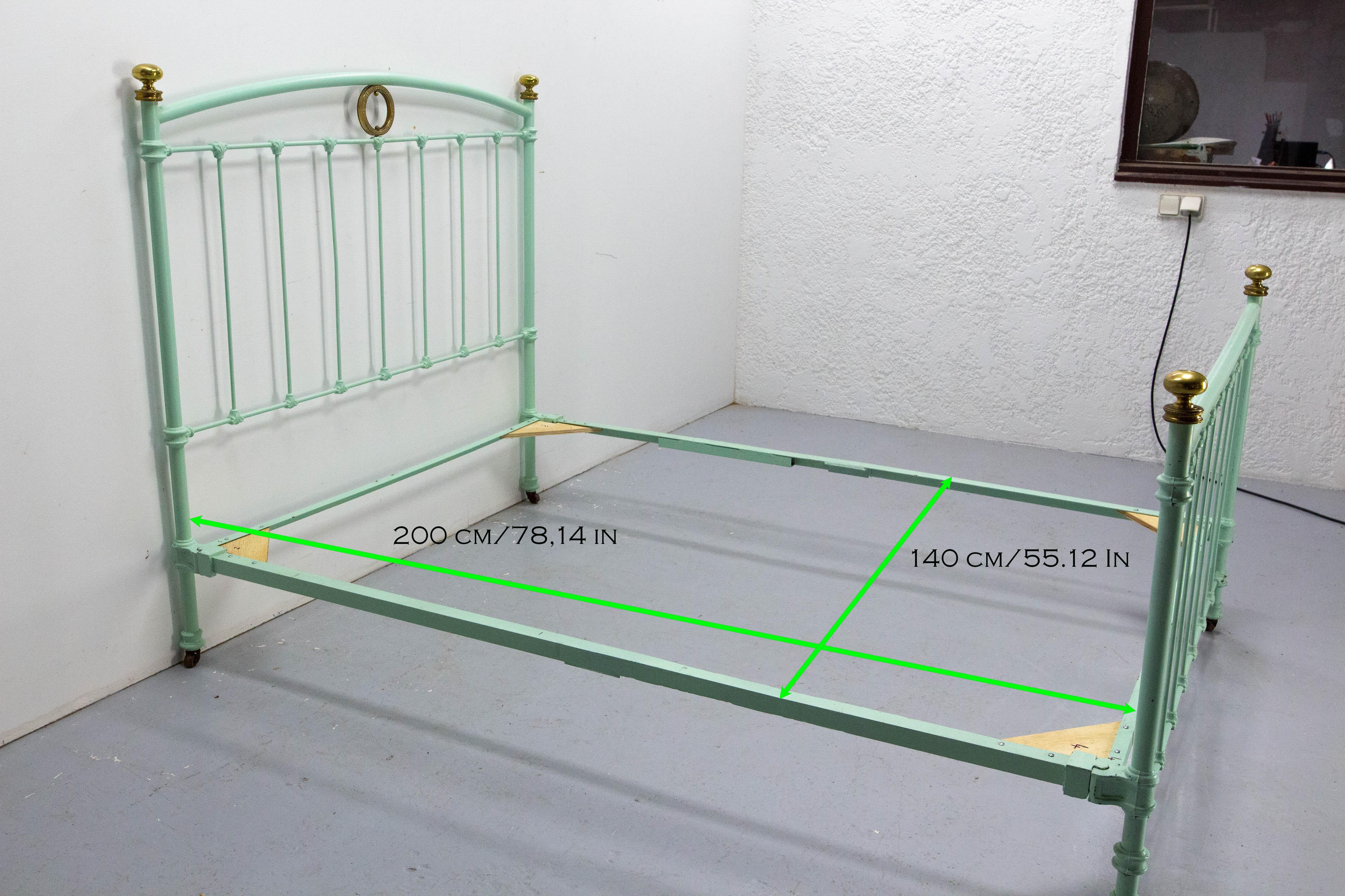 French Metal & Brass Bed Full Size or Double Bed, circa 1900 For Sale 4