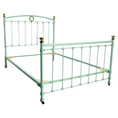 French Metal & Brass Bed Full Size or Double Bed, circa 1900