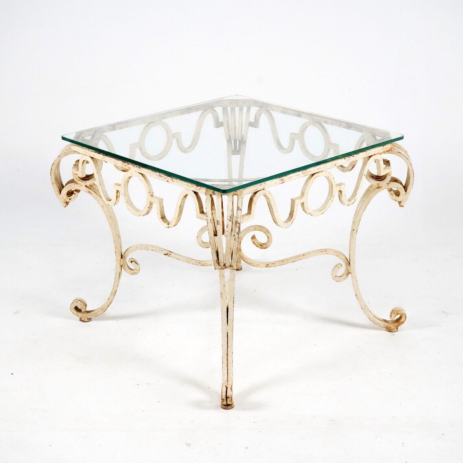 French Metal Coffee Table Glass Top 5
