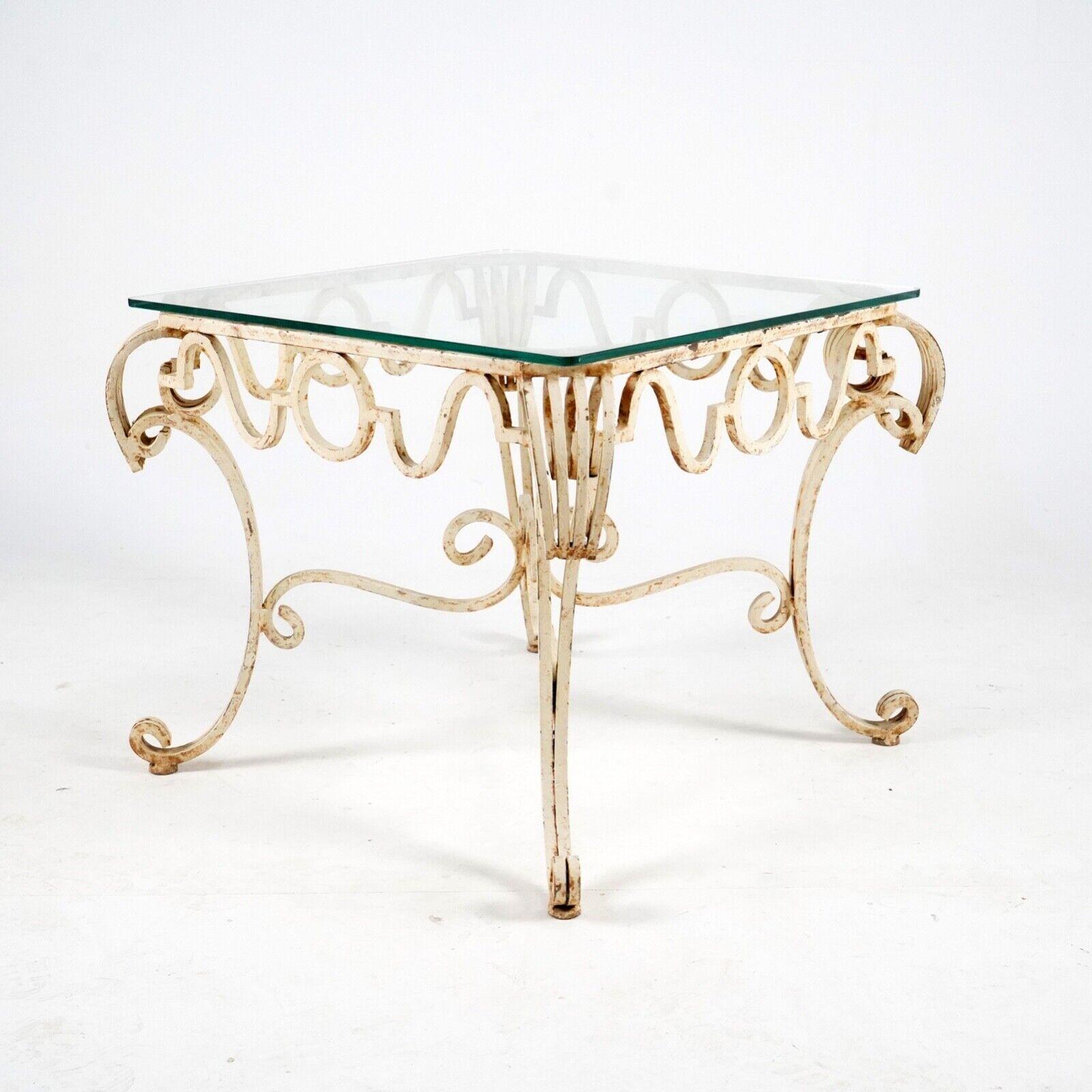 French Metal Coffee Table Glass Top 6