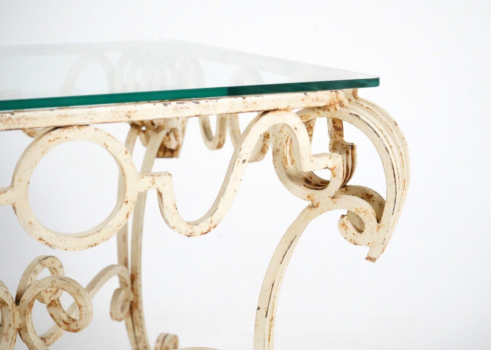 French Metal Coffee Table Glass Top 3
