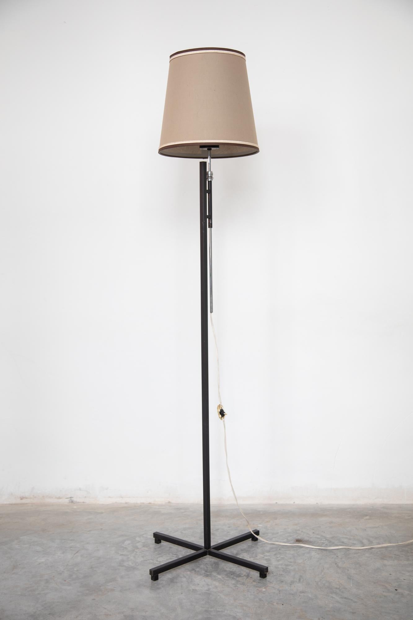 Mid-Century Modern French Metal Floor Lamp, Adjustable Shade by Roger Fatus for Disderot, 1960s For Sale
