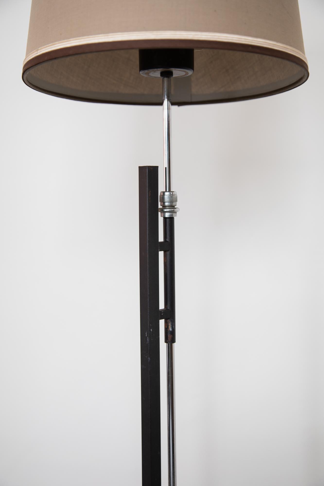 Lacquered French Metal Floor Lamp, Adjustable Shade by Roger Fatus for Disderot, 1960s For Sale