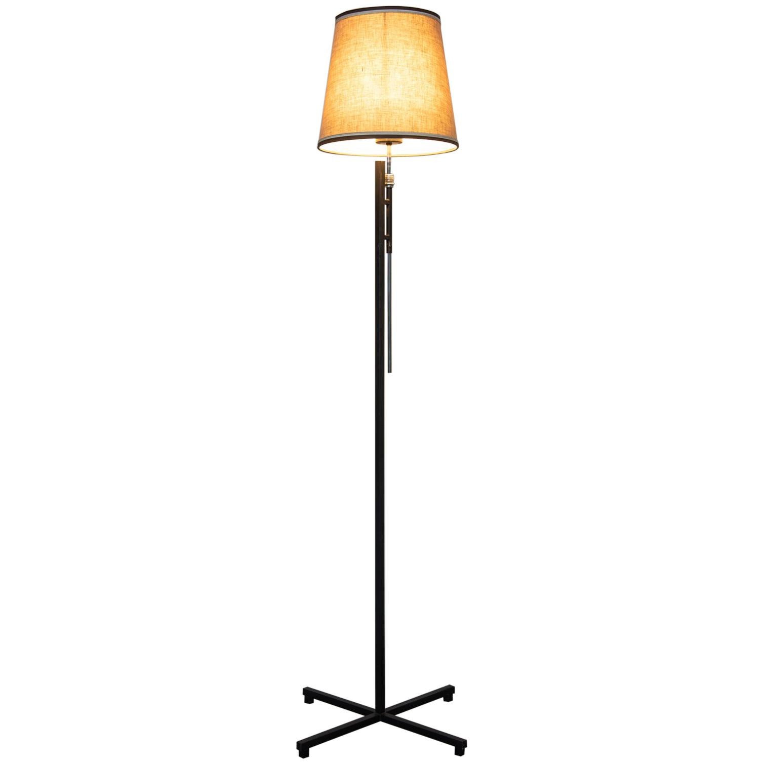 French Metal Floor Lamp, Adjustable Shade by Roger Fatus for Disderot, 1960s