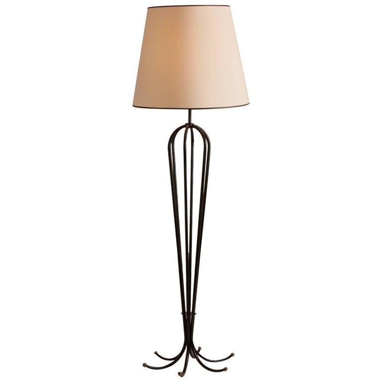 Mid-Century Modern French Metal Floor Lamp in the Spirit of Jean Royere's 