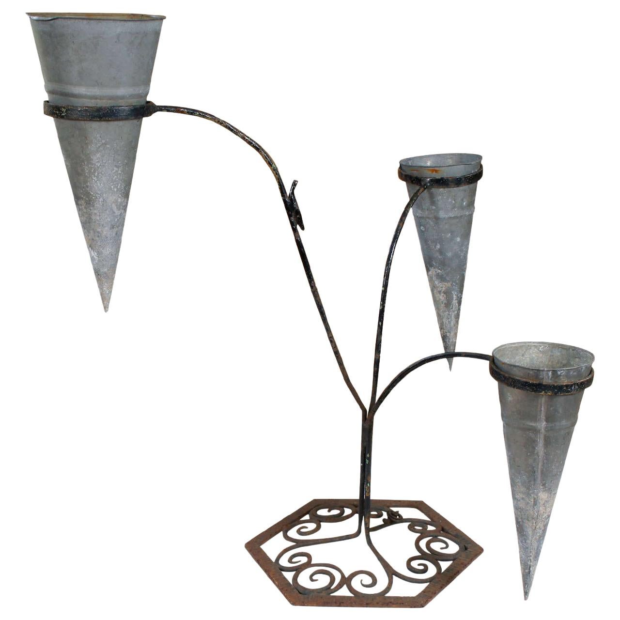 French Metal Florist's Bouquet Holder For Sale